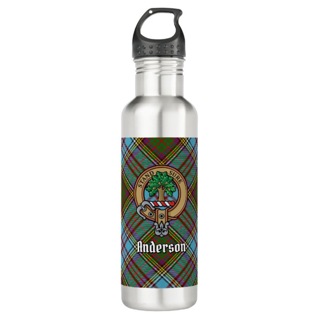 Clan Anderson Crest over Tartan 710 Ml Water Bottle (Front)