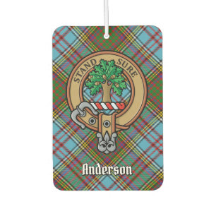 Clan Anderson Crest over Tartan Car Air Freshener