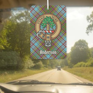 Clan Anderson Crest over Tartan Car Air Freshener