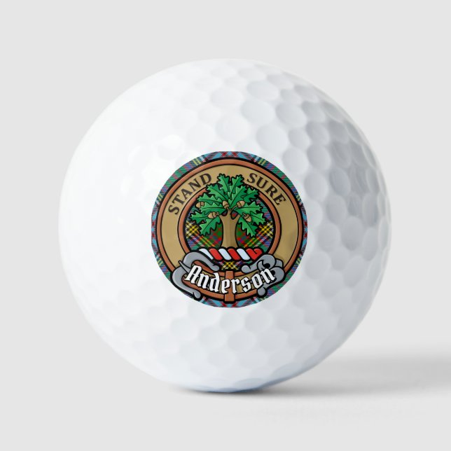 Clan Anderson Crest over Tartan Golf Balls (Front)