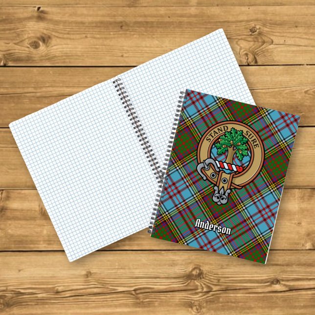 Clan Anderson Crest over Tartan Notebook (Creator Uploaded)