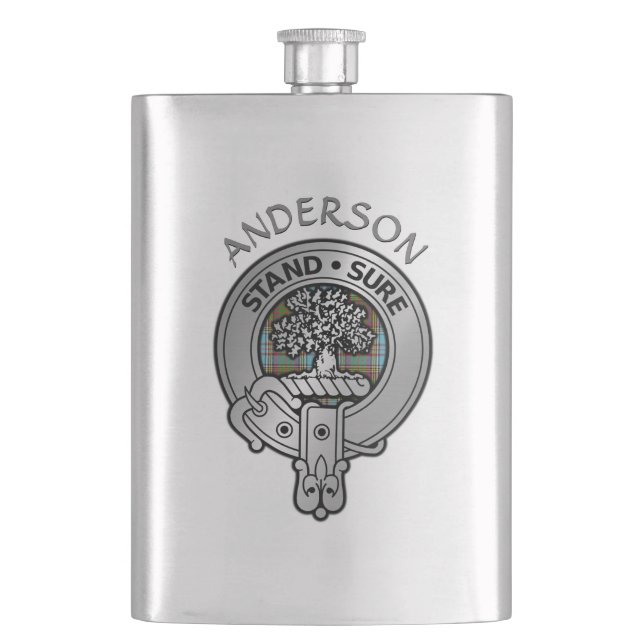 Clan Anderson Crest & Tartan Flask (Front)