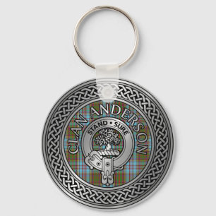 Clan Anderson Crest & Tartan Knot Key Ring