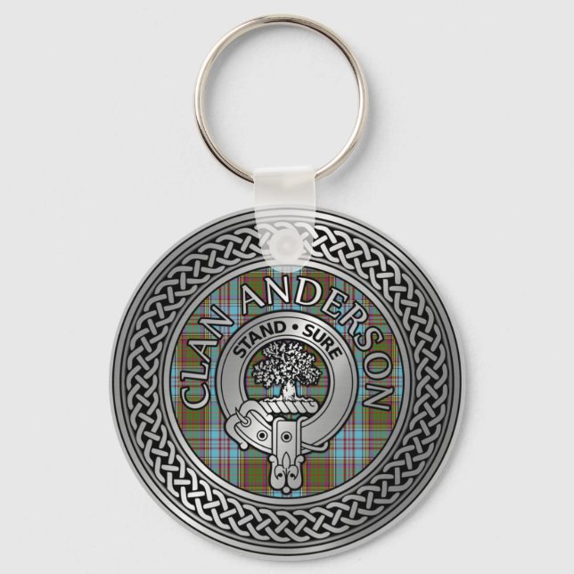 Clan Anderson Crest & Tartan Knot Key Ring (Front)