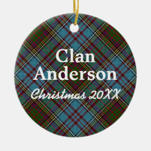 Clan Anderson Scottish Tartan Ceramic Tree Decoration