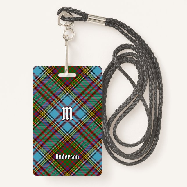 Clan Anderson Tartan Badge ID Badge (Front with Lanyard)