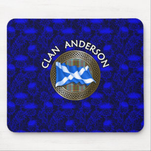 Clan Anderson Tartan Knot & Flag Mouse Mat