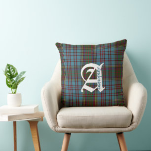 Clan Anderson Tartan Plaid Monogram Throw Pillow