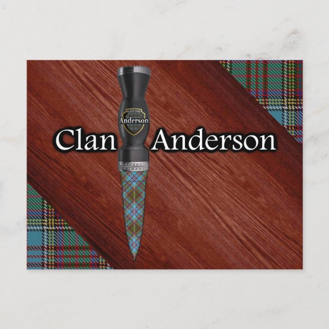 Clan Anderson Tartan Sgian Dubh Blade Postcard (Front)