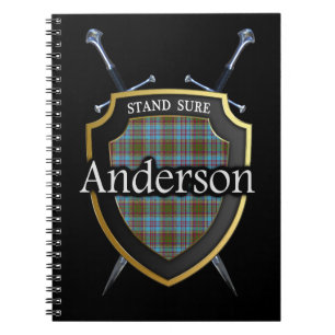 Clan Anderson Tartan Shield & Swords Notebook