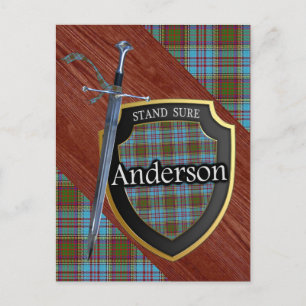 Clan Anderson Tartan Sword & Shield Postcard