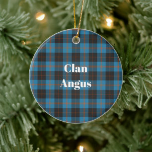 Clan Angus Ancient Tartan Ceramic Tree Decoration