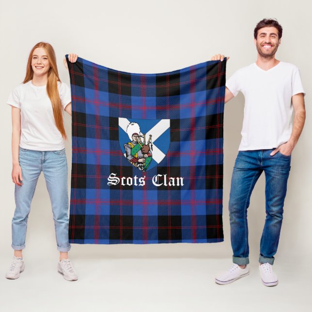 Clan Angus Modern Tartan Plaid Fleece Blanket (In Situ)