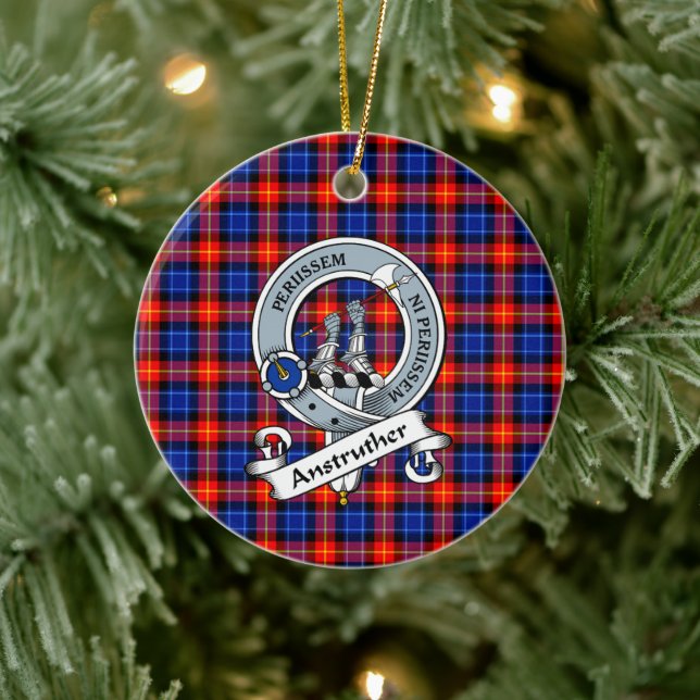 Clan Anstruther Badge Tartan Plaid Ceramic Tree Decoration (Tree)