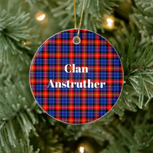 Clan Anstruther Tartan Ceramic Tree Decoration