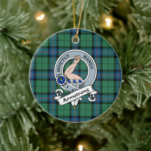 Clan Armstrong Ancient Badge Tartan Plaid Ceramic Tree Decoration