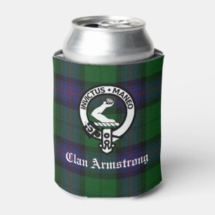 Clan Armstrong Crest Badge and Tartan Can Cooler