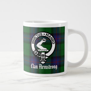 Clan Armstrong Crest Badge and Tartan Large Coffee Mug