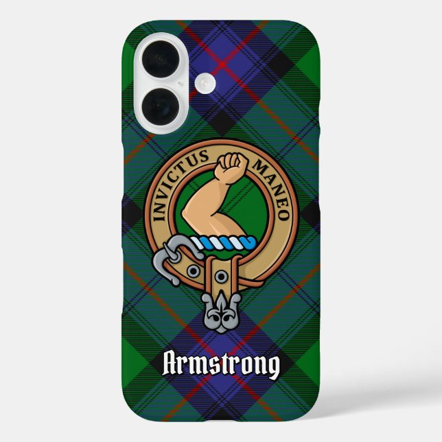 Clan Armstrong Crest over Tartan Case-Mate iPhone Case (Back)