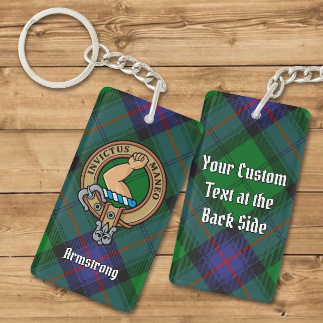 Clan Armstrong Crest over Tartan Keychain (Creator Uploaded)