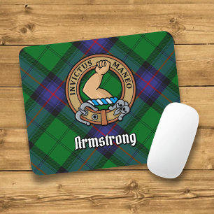 Clan Armstrong Crest over Tartan Mouse Mat