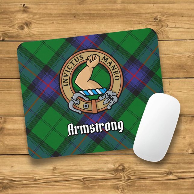 Clan Armstrong Crest over Tartan Mouse Mat (Creator Uploaded)