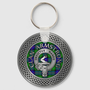 Clan Armstrong Crest & Tartan Knot Key Ring