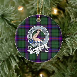 Clan Armstrong Modern Badge Tartan Plaid Ceramic Tree Decoration