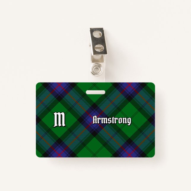 Clan Armstrong Tartan Badge ID Badge (Front with Clip)
