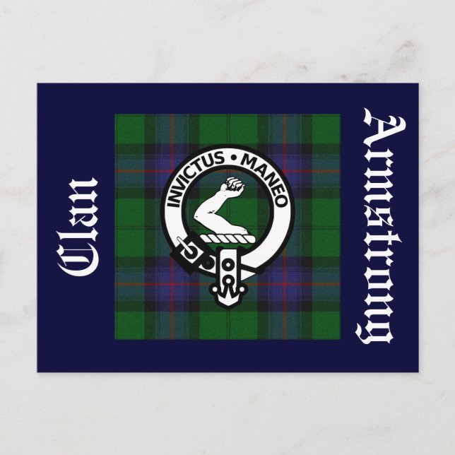 Clan Armstrong Tartan & Crest Badge Postcard (Front)