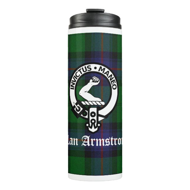 Clan Armstrong Tartan & Crest Badge   Thermal Tumbler (Front)