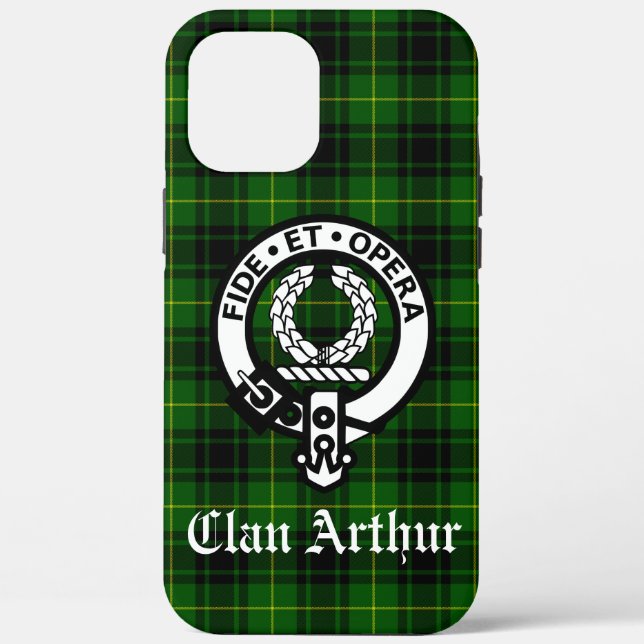 Clan Arthur Crest Badge & Tartan Case-Mate iPhone Case (Back)
