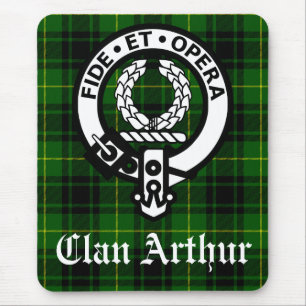 Clan Arthur Crest Badge & Tartan Mouse Mat