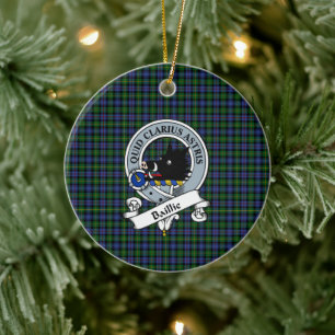 Clan Baillie Hunting Badge Tartan Plaid Ceramic Tree Decoration