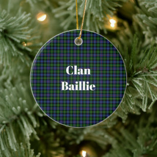 Clan Baillie Hunting Tartan Ceramic Tree Decoration