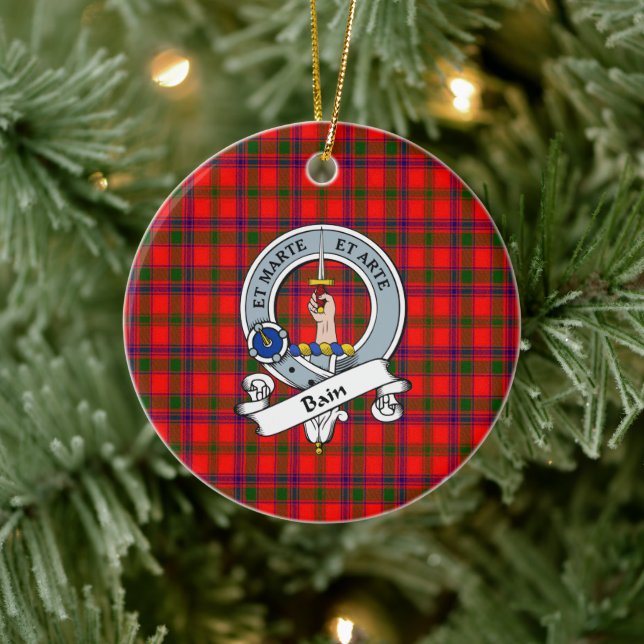 Clan Bain Badge Tartan Plaid Ceramic Tree Decoration (Tree)