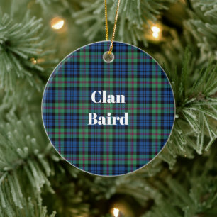 Clan Baird Ancient Tartan Ceramic Tree Decoration