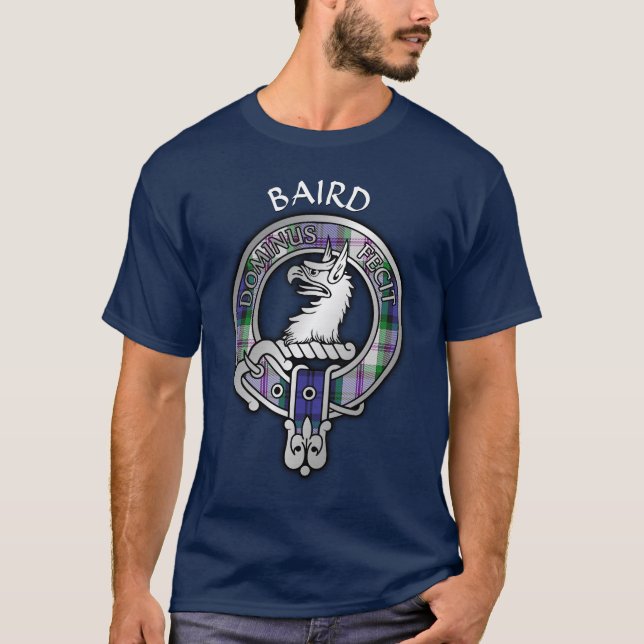 Clan Baird Crest & Dress Tartan T-Shirt (Front)