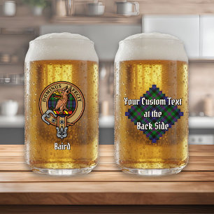 Clan Baird Crest over Tartan Can Glass