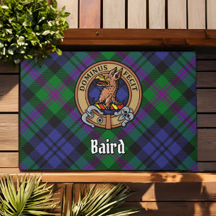 Clan Baird Crest over Tartan Doormat