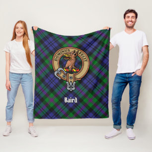 Clan Baird Crest over Tartan Fleece Blanket