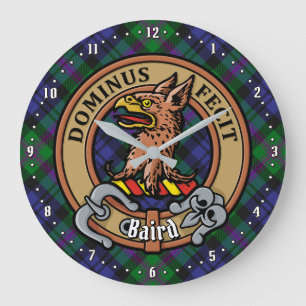 Clan Baird Crest over Tartan Large Clock