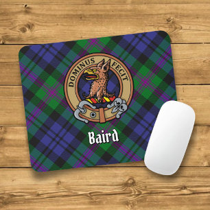 Clan Baird Crest over Tartan Mouse Mat