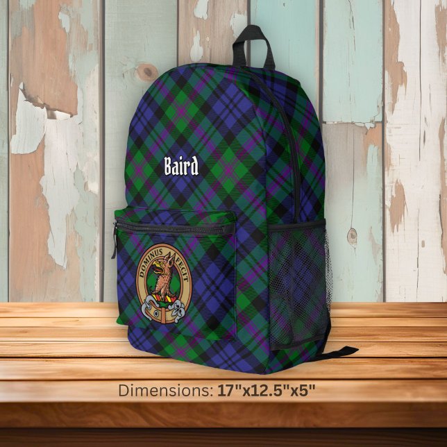 Clan Baird Crest over Tartan Printed Backpack (Creator Uploaded)