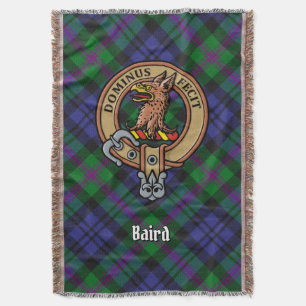 Clan Baird Crest over Tartan Throw Blanket