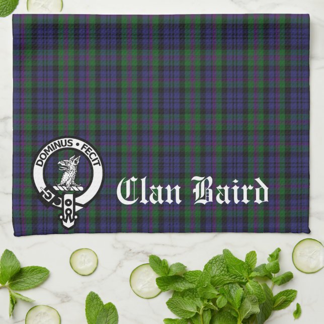 Clan Baird Crest Tartan Customisable  Tea Towel (Folded)