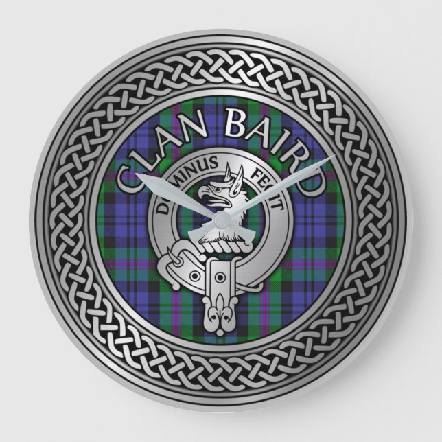 Clan Baird Crest & Tartan Knot Large Clock (Front)