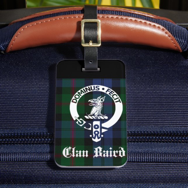 Clan Baird Crest Tartan Luggage Tag (Front Insitu 2)