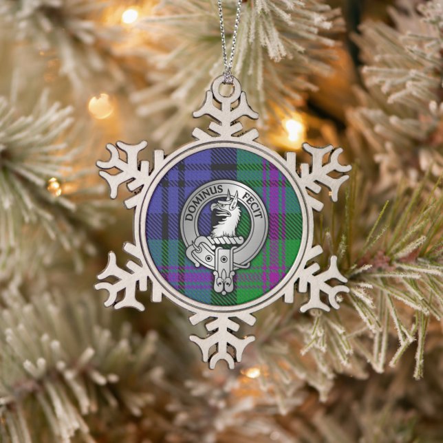 Clan Baird Crest & Tartan Snowflake Pewter Christmas Ornament (Tree)