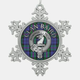 Clan Baird Crest & Tartan Snowflake Pewter Christmas Ornament